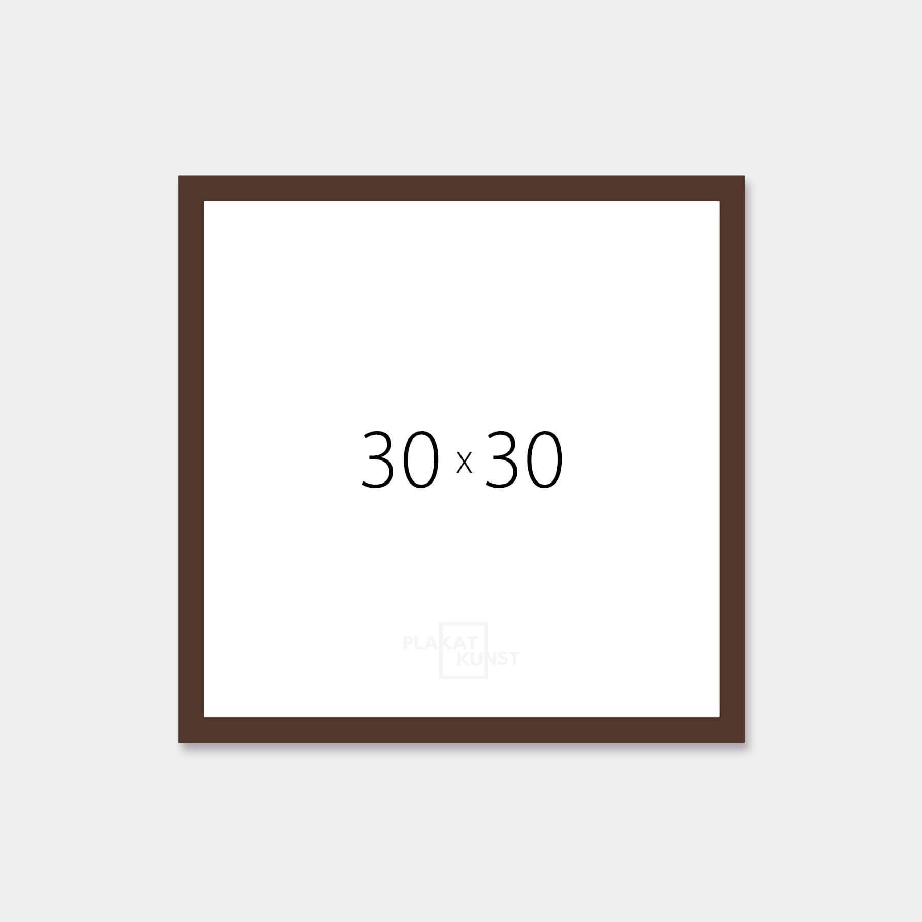 Brauner matter Holzrahmen - Schmal (15 mm) - 30×30 cm
