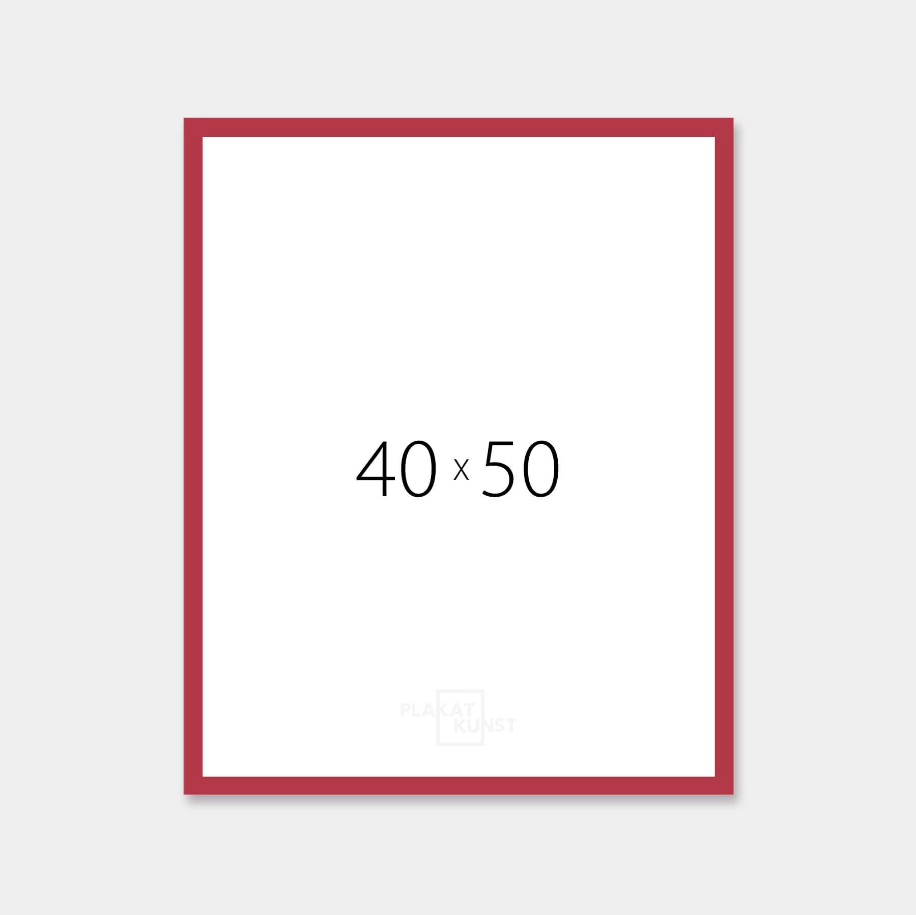 Dunkelroter matter Holzrahmen – Schmal (15 mm) – 40x50 cm