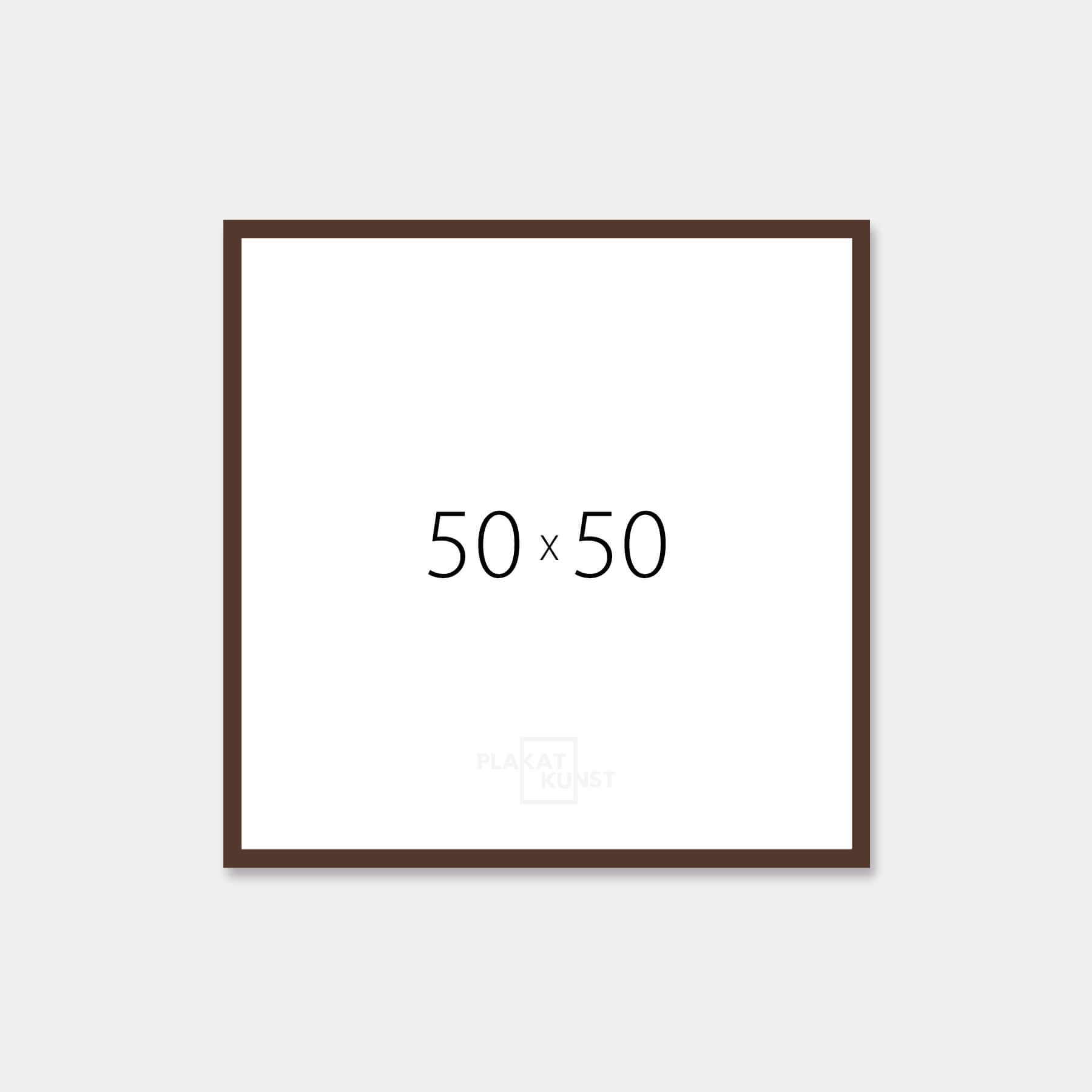 Brauner matter Holzrahmen - Schmal (15 mm) - 50×50 cm