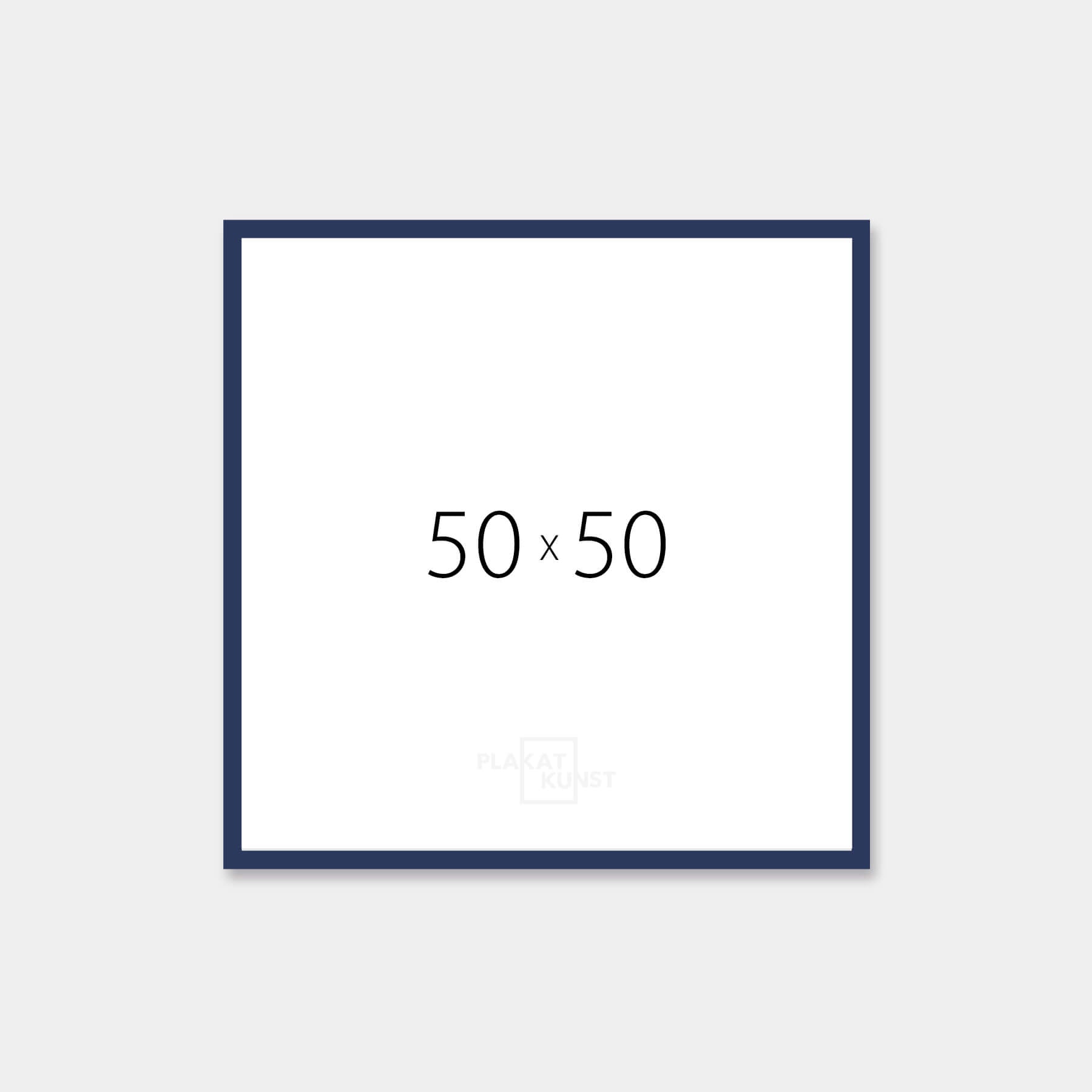 Matter dunkelblauer Holzrahmen – Schmal (15 mm) – 50×50 cm
