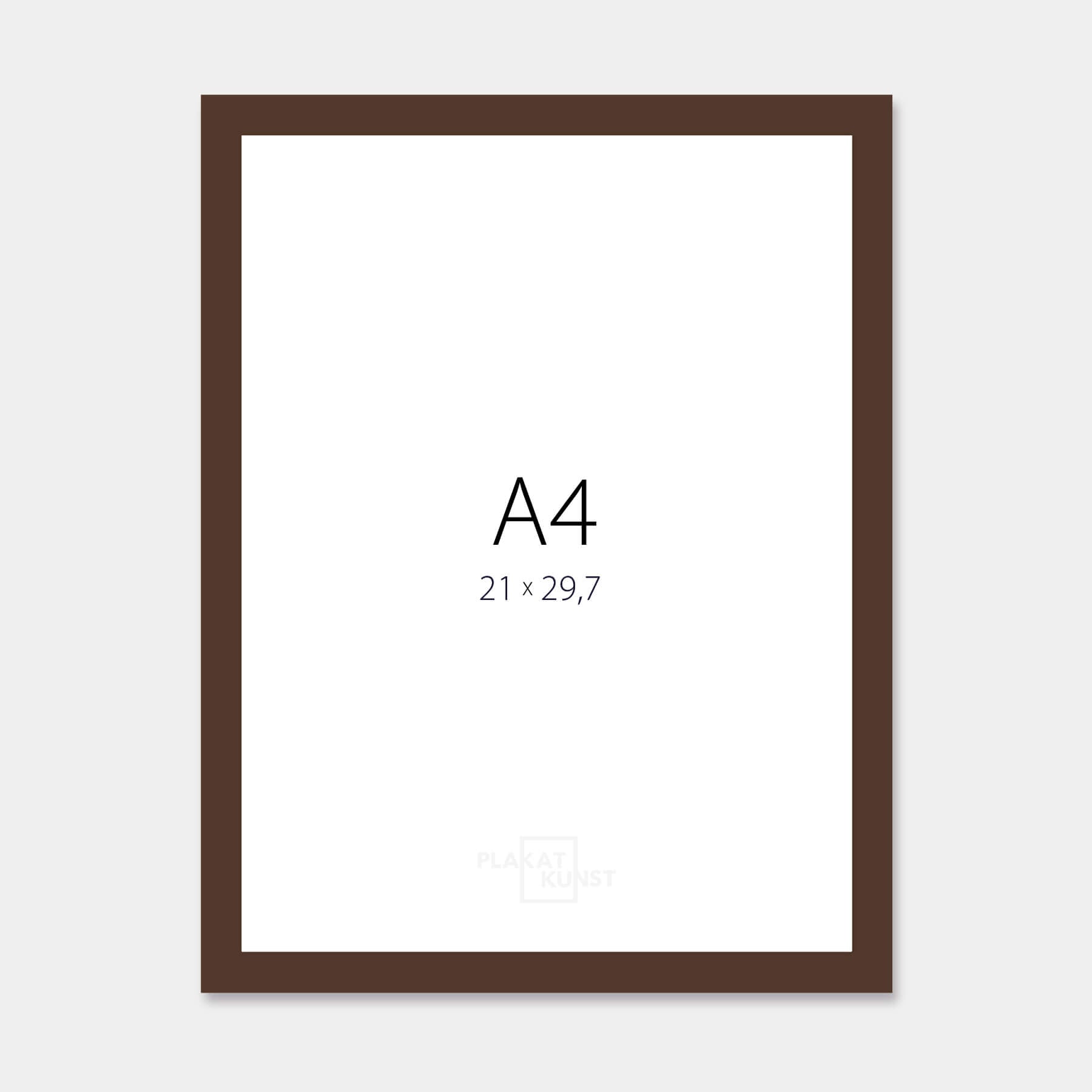 Brauner matter Holzrahmen – schmal (15 mm) – A4 (21x29,7 cm)