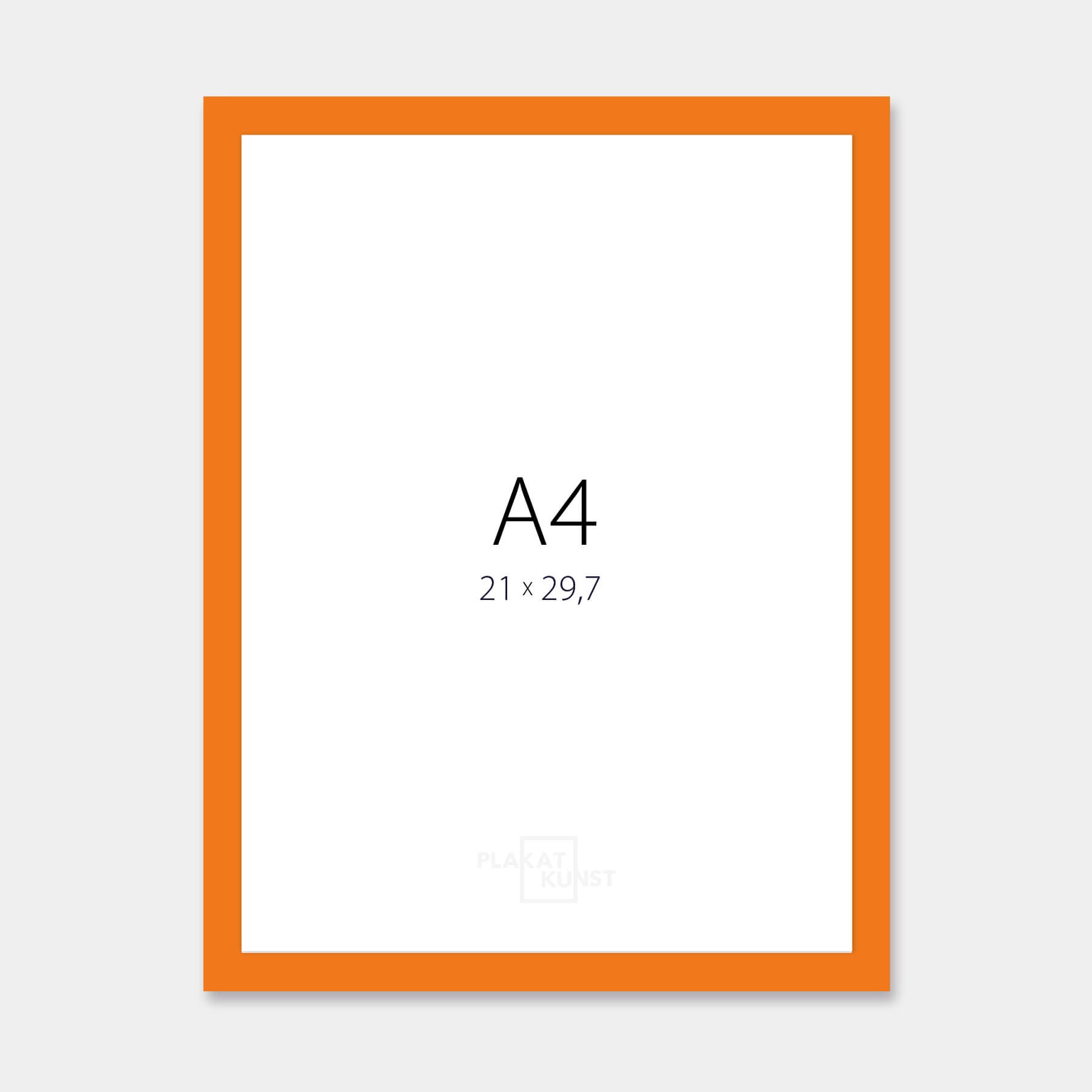 Orange glänzender Holzrahmen – Schmal (14 mm) – A4 (21x29,7 cm)