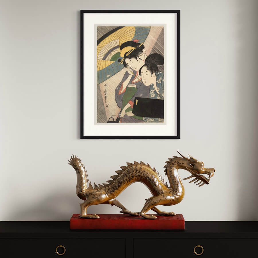 Geisha und Begleiterin an einem regnerischen Abend