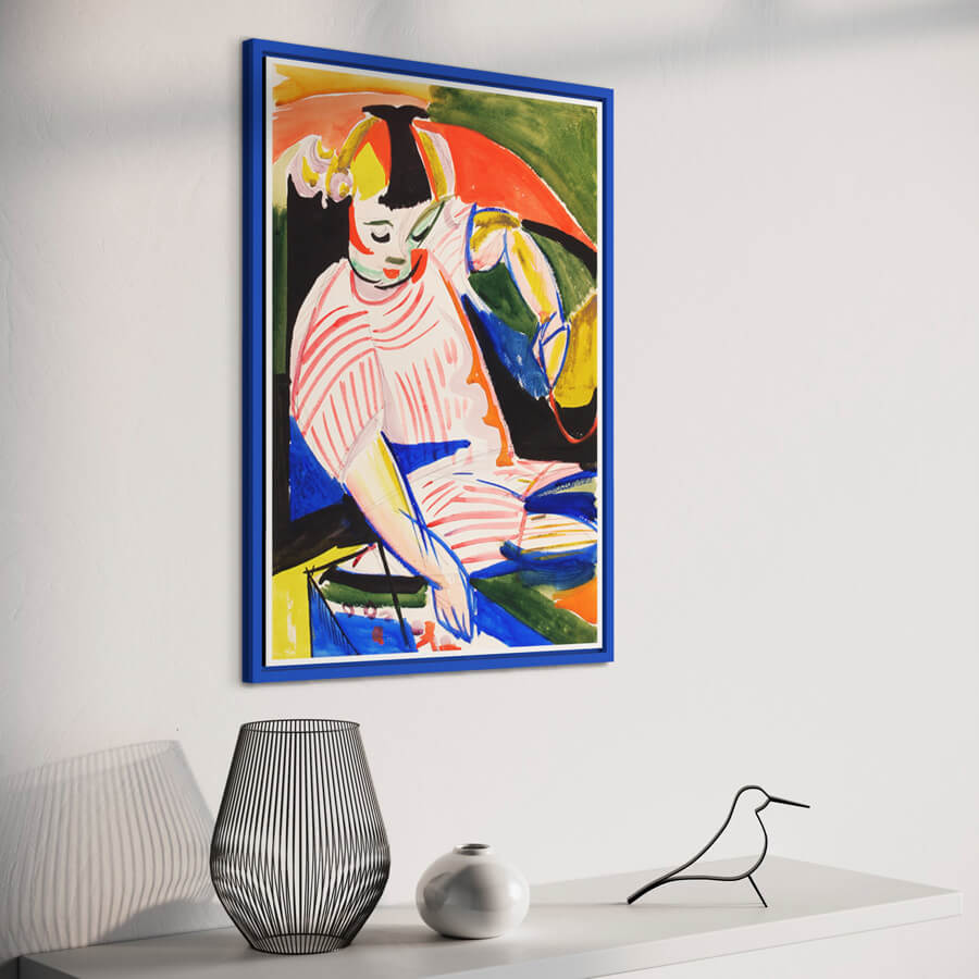 Blå mat træramme – Smal (15 mm) – 50x60 cm-PlakatKunst