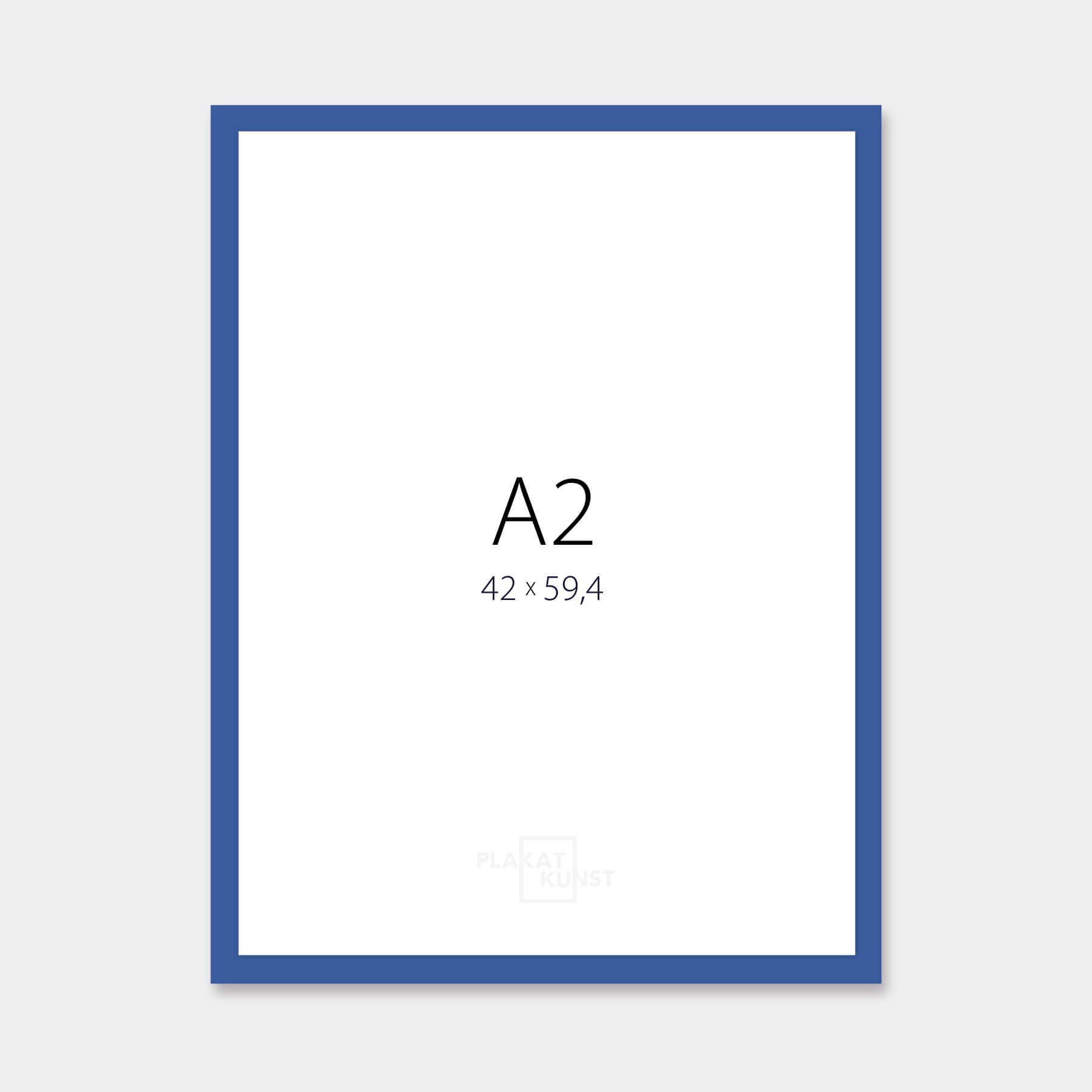 Blauer matter Holzrahmen – Schmal (15 mm) – A2 (42x59,4 cm)