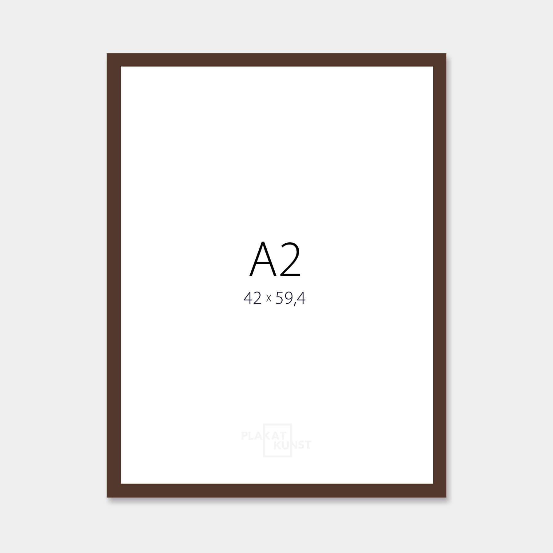 Brauner matter Holzrahmen - Schmal (15 mm) - A2 (42x59,4 cm)