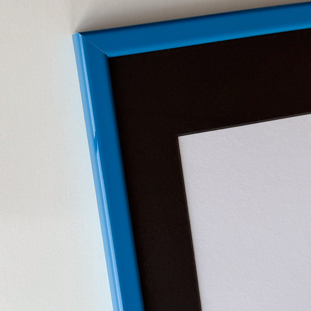 Blauer glänzender Holzrahmen - Schmal (13 mm) - 50×60 cm