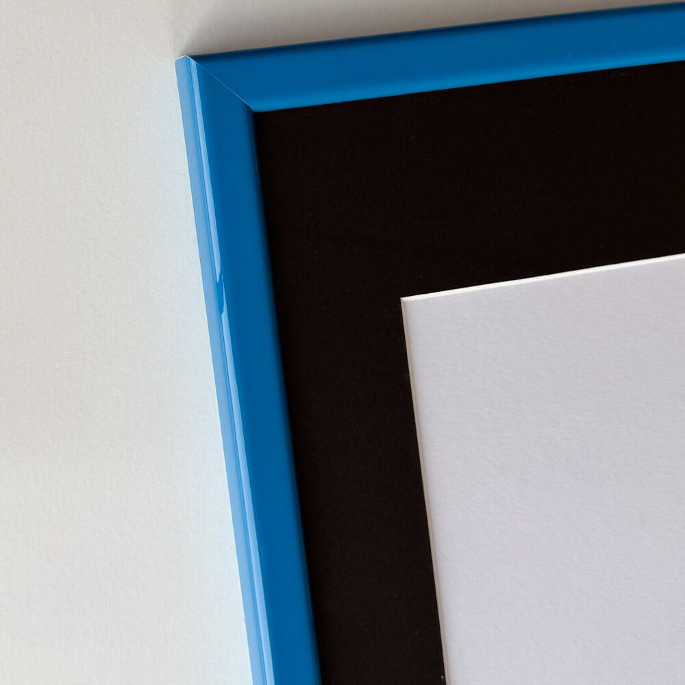 Blauer glänzender Holzrahmen - Schmal (13 mm) - 30×30 cm