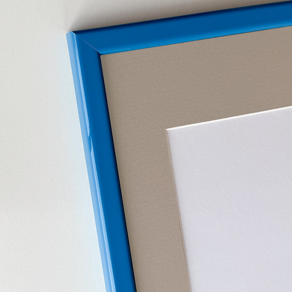Blauer glänzender Holzrahmen - Schmal (13 mm) - 30×30 cm