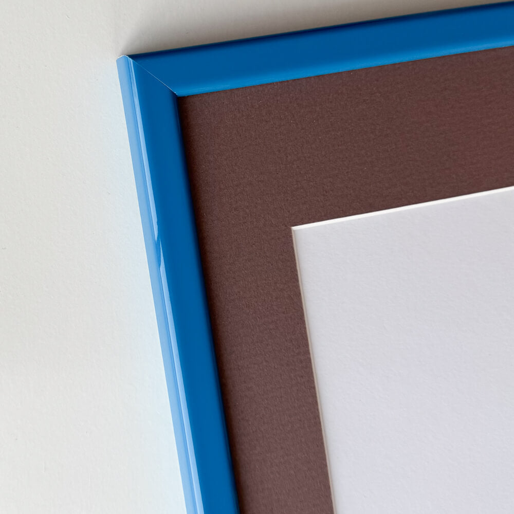 Blauer glänzender Holzrahmen - Schmal (13 mm) - 60×60 cm