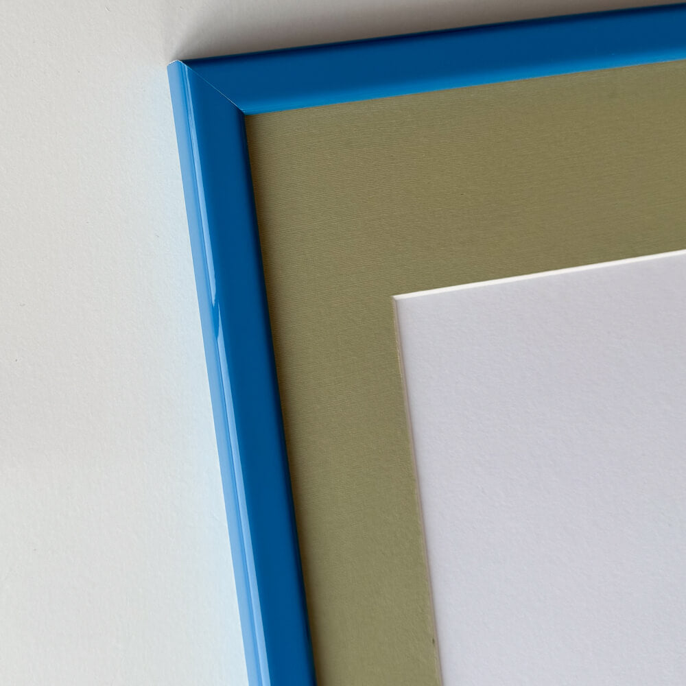 Blauer glänzender Holzrahmen - Schmal (13 mm) - 50×60 cm