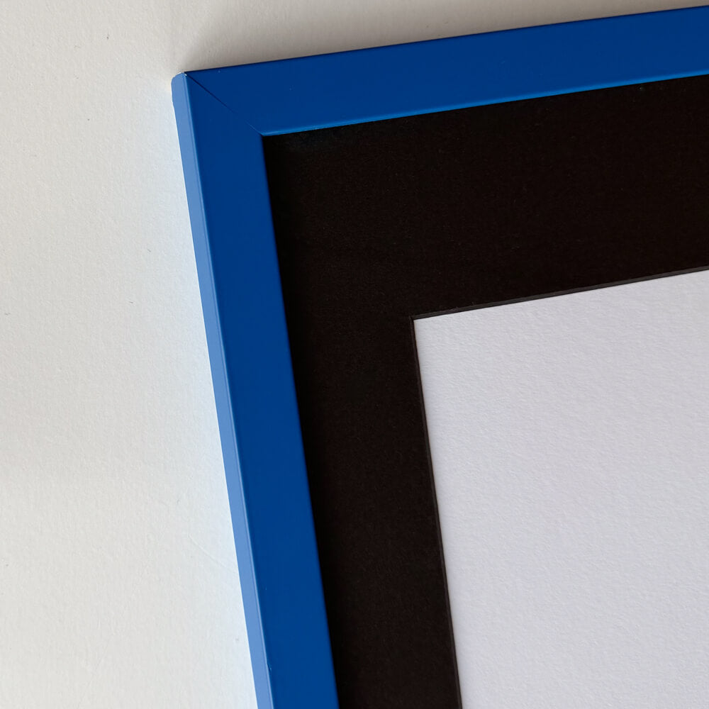 Blauer matter Holzrahmen - Schmal (15 mm) - 30×30 cm