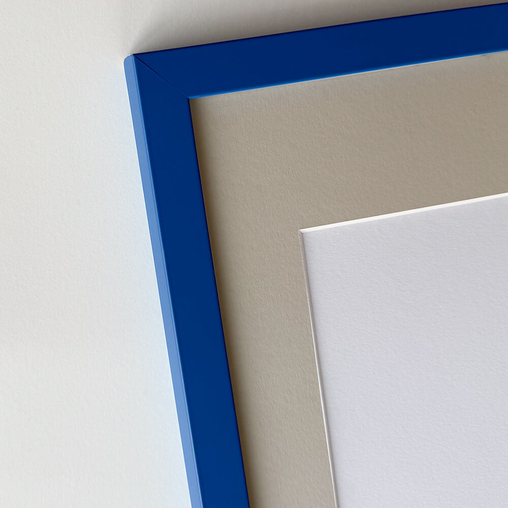 Blauer matter Holzrahmen - Schmal (15 mm) - 30×30 cm