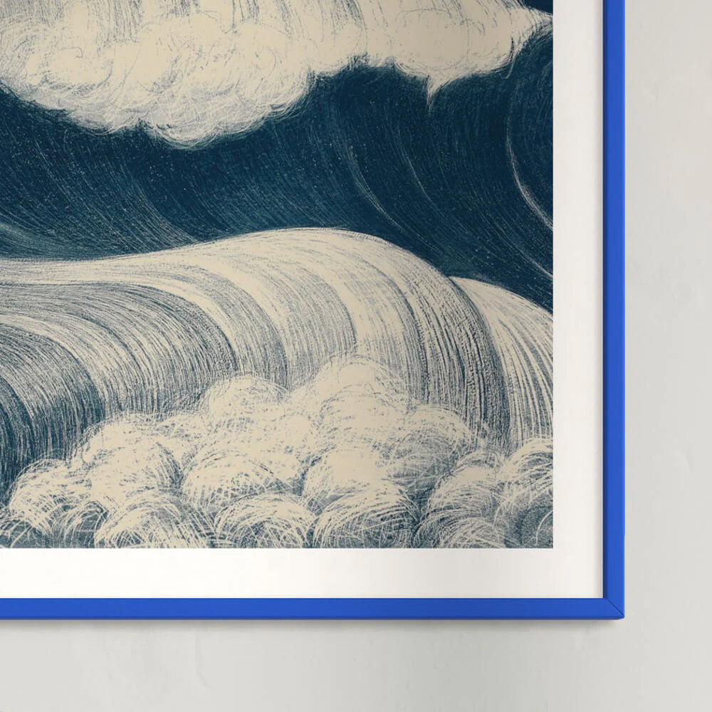 Blauer matter Holzrahmen - Schmal (15 mm)