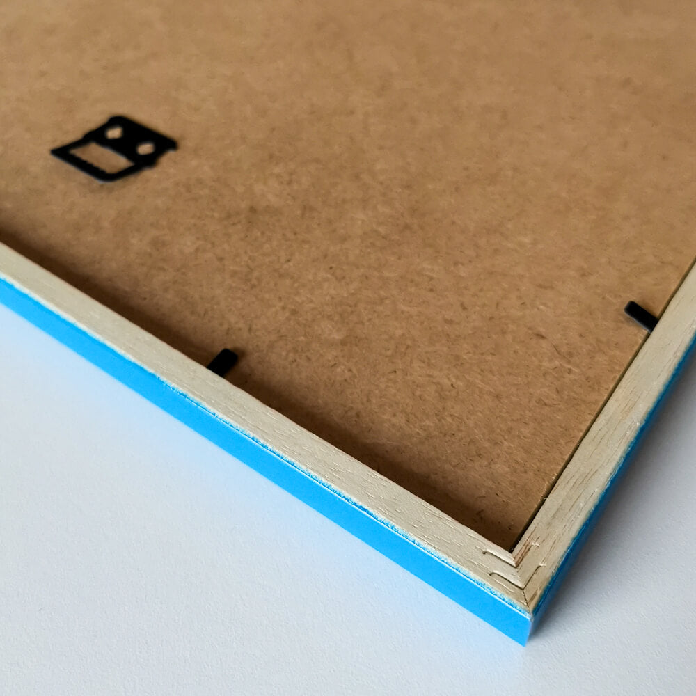 Blauer glänzender Holzrahmen – Schmal (13x13 mm)