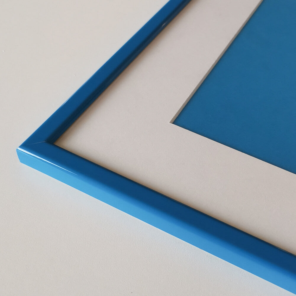 Blauer glänzender Holzrahmen - Schmal (13 mm) - 50×60 cm