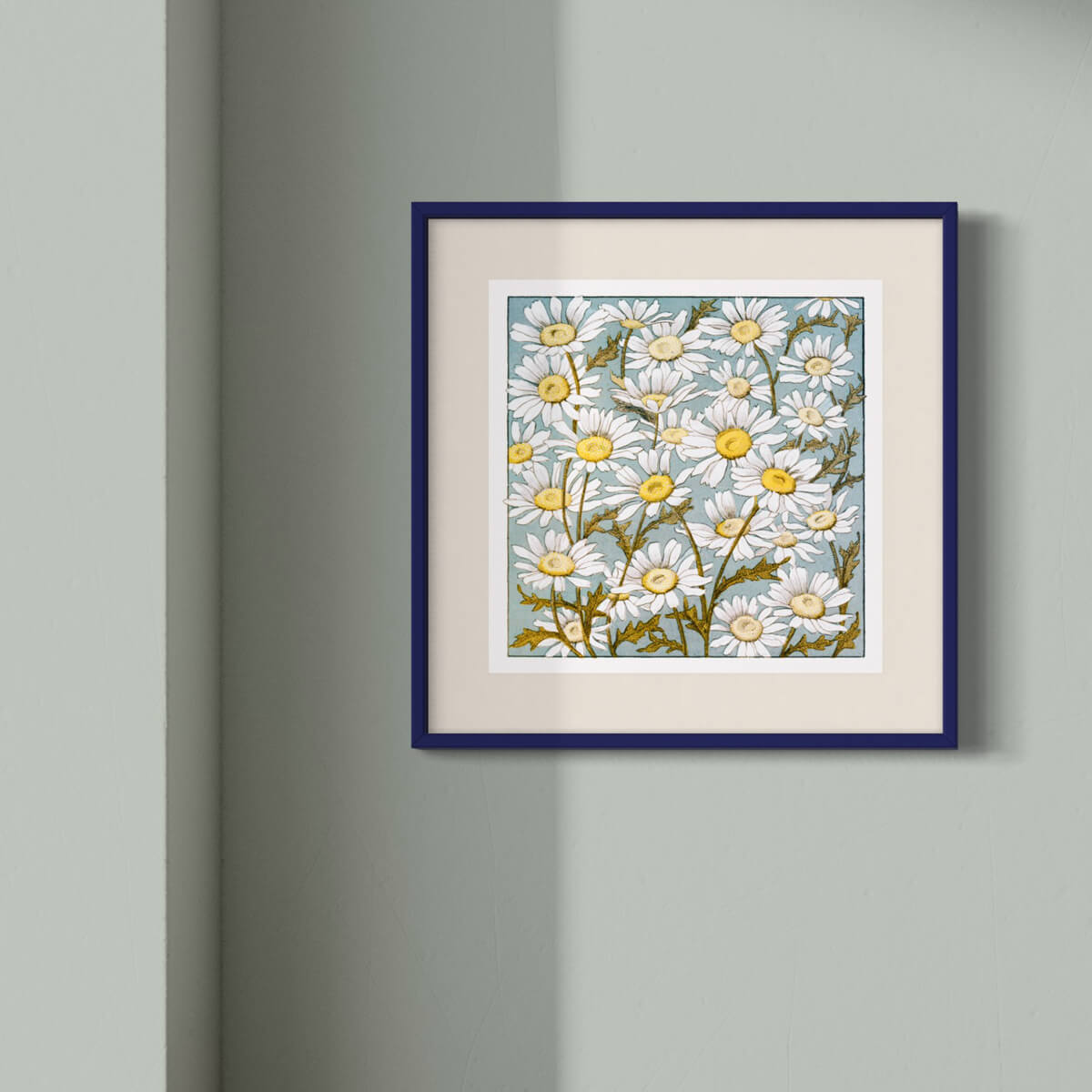 Dunkelblauer glänzender Holzrahmen - Schmal (13 mm) - 40×40 cm