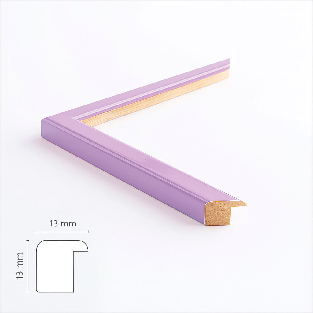 Rosa glänzender Holzrahmen - Schmal (13 mm)