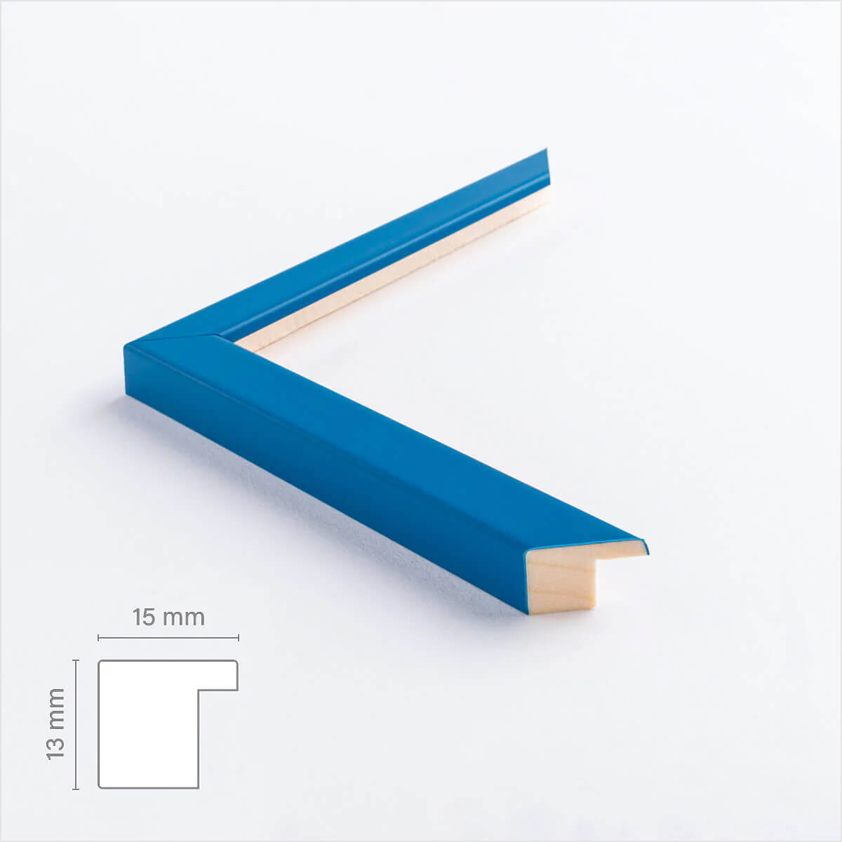 Blauer matter Holzrahmen - Schmal (15 mm)