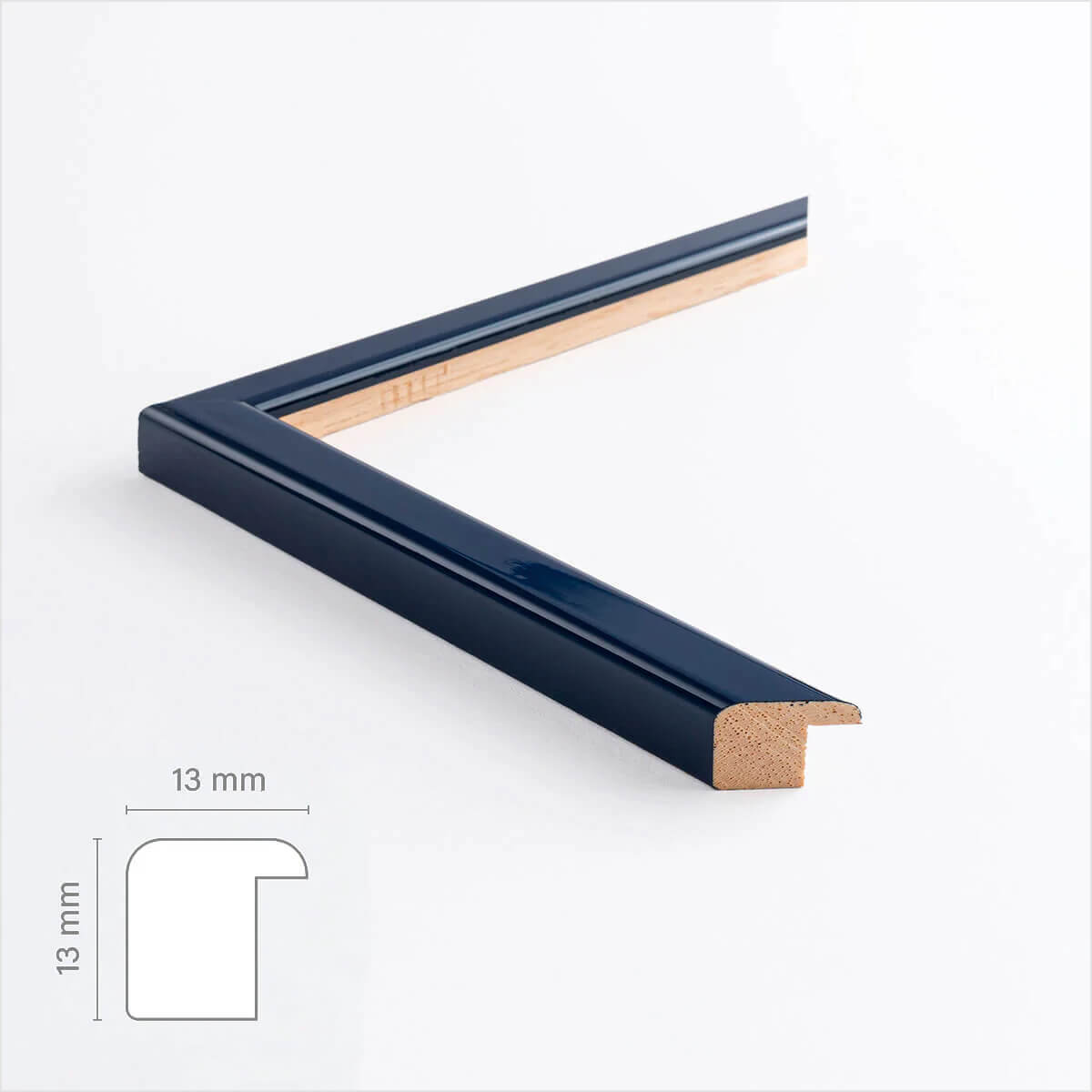 Dunkelblauer glänzender Holzrahmen - Schmal (13 mm) - 30×30 cm