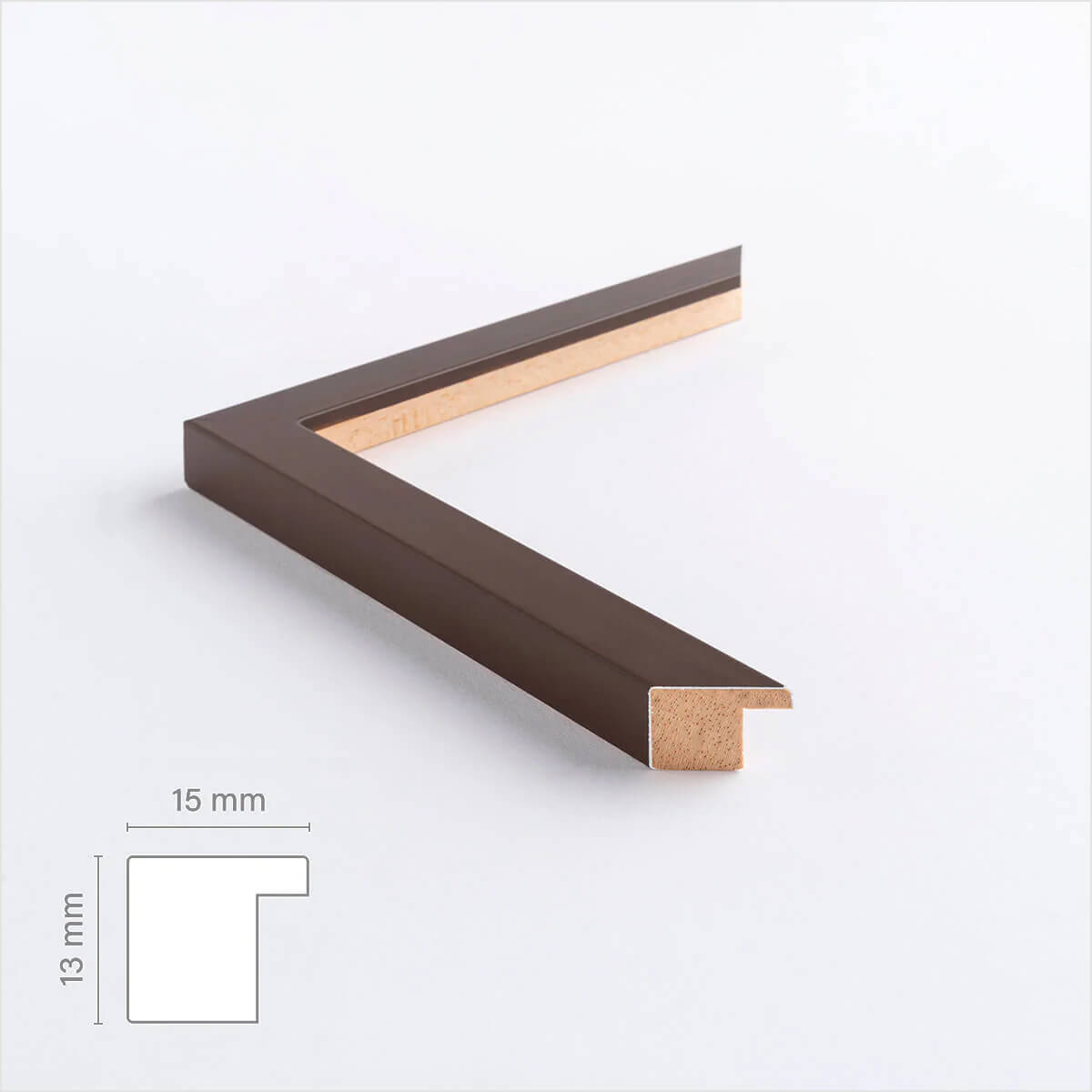 Brauner matter Holzrahmen - schmal (15 mm) - A4 (21x29,7 cm)