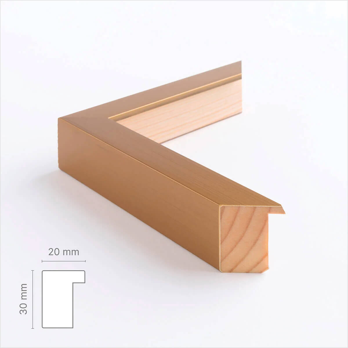 Dunkelgoldener Holzrahmen - Breit (20 mm) - 60 x 80 cm
