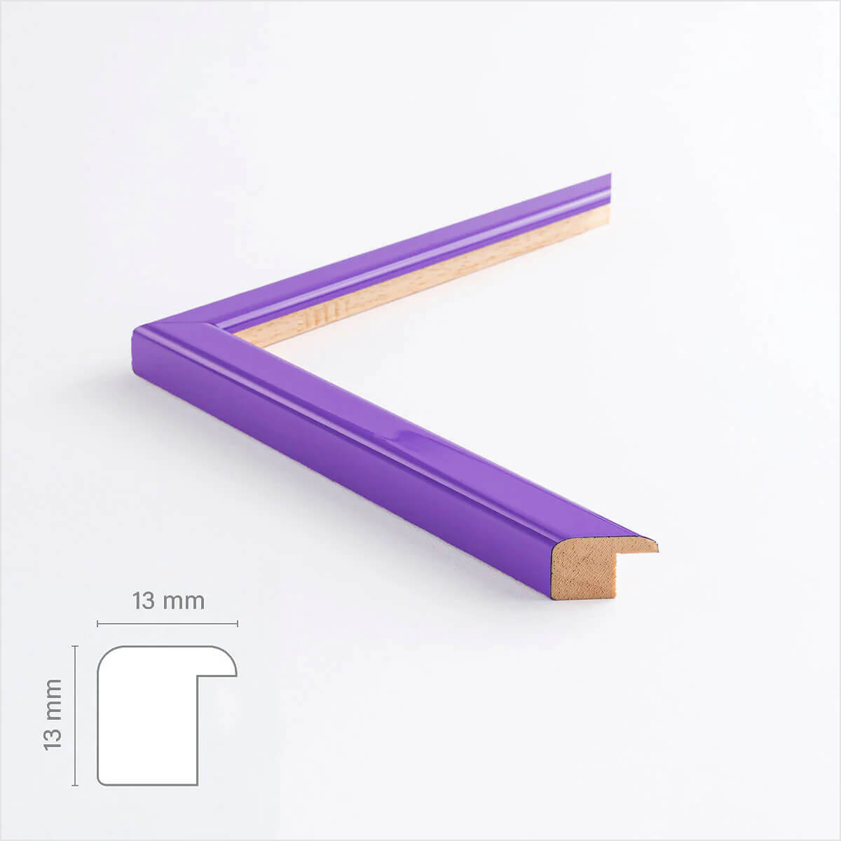 Lila glänzender Holzrahmen - Schmal (13 mm) - 50x70 cm