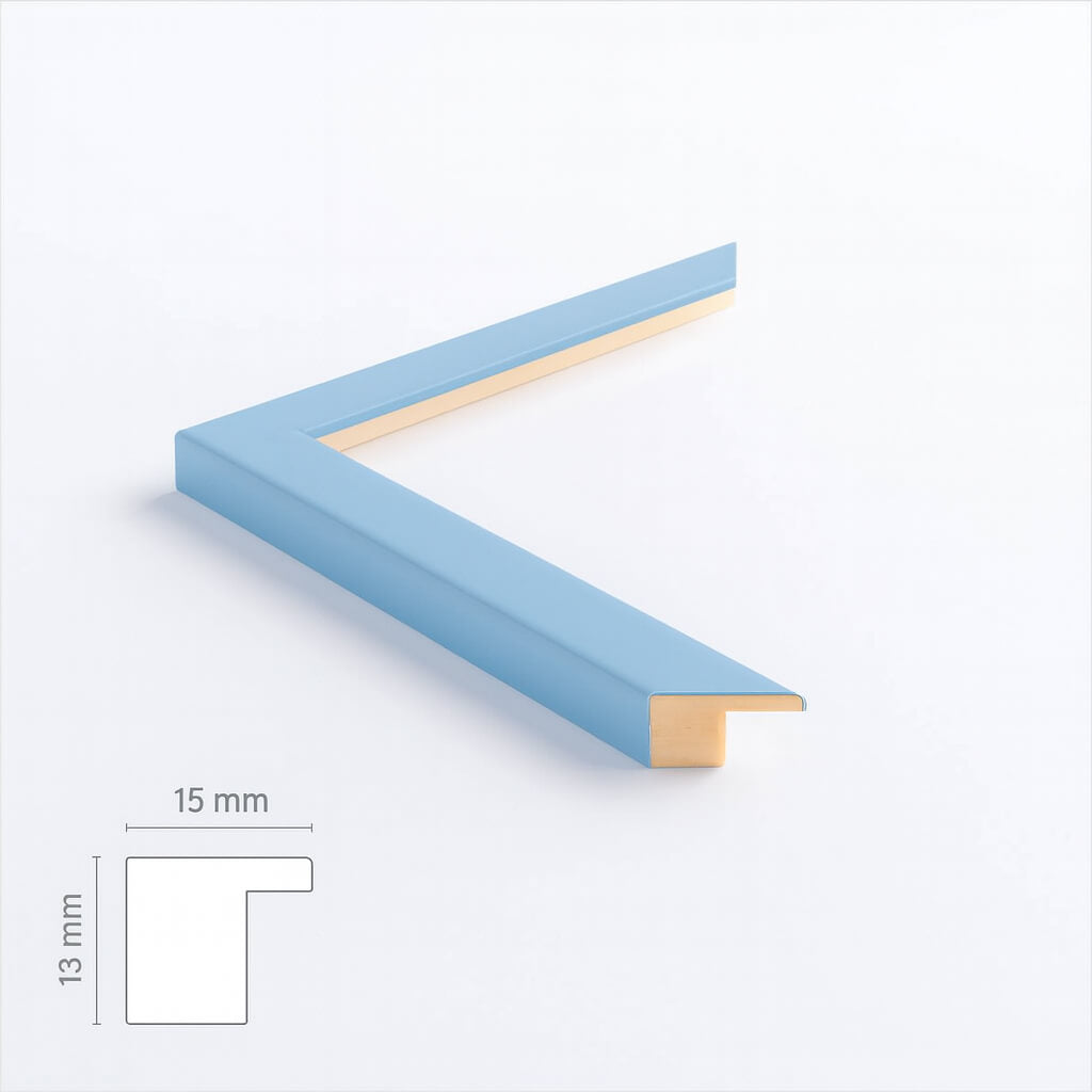 Hellblauer matter Holzrahmen - Schmal (15 mm) - A2 (42x59,4 cm)