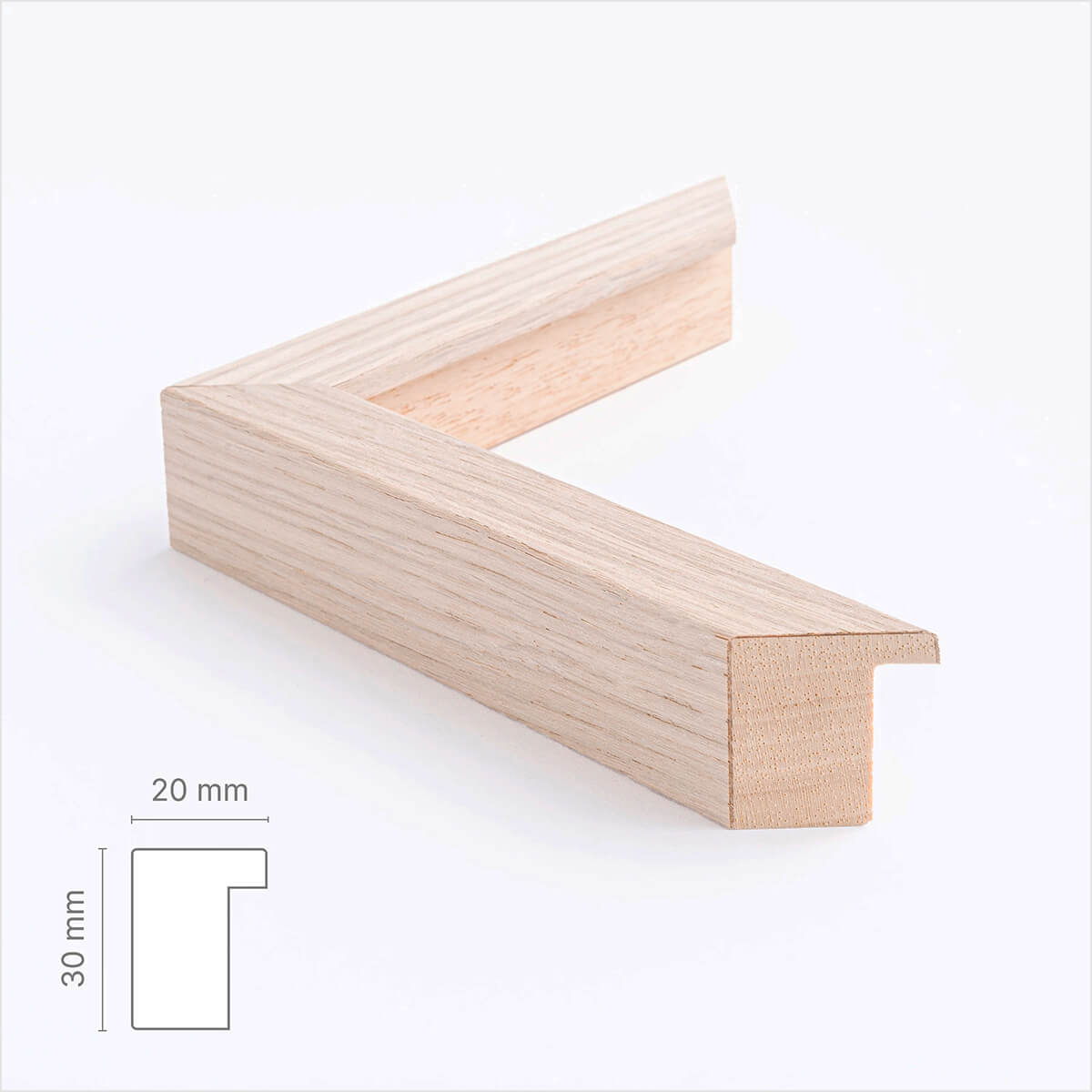 Heller Eichenrahmen- Breit (20 mm) - 100x100 cm