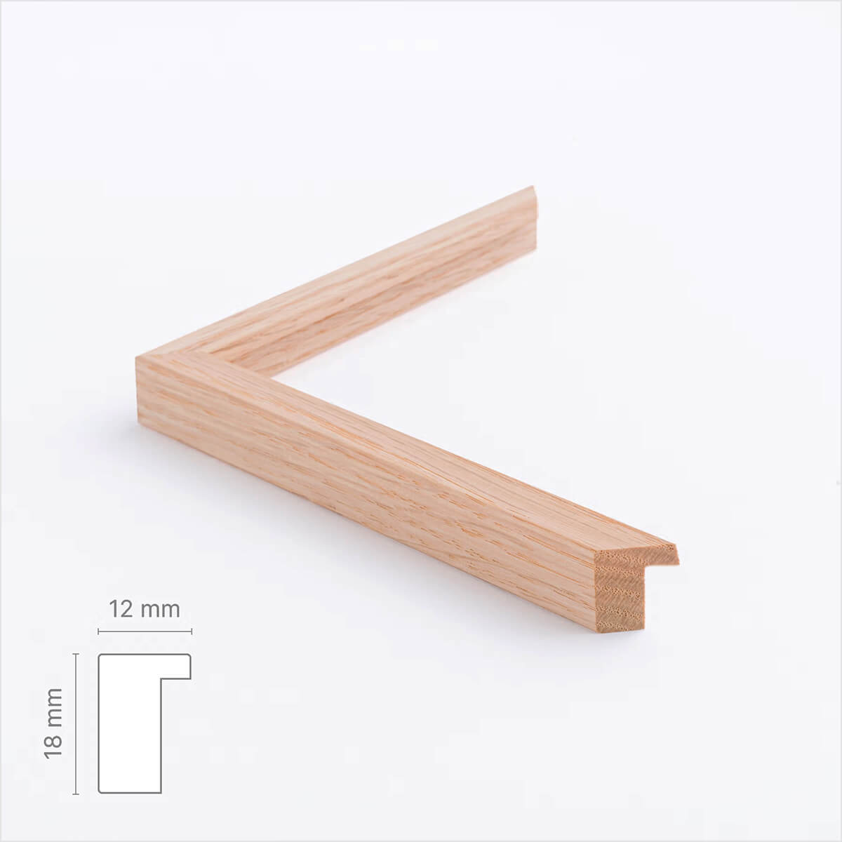 Massiver Eichenrahmen nach Maß - Schmal (12 mm)