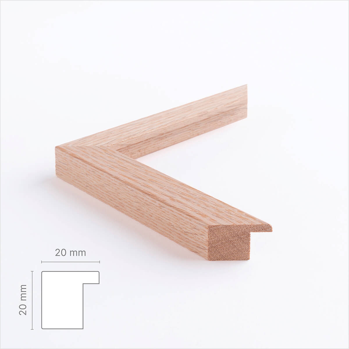 Massiver Eichenrahmen nach Maß - Breit (20 mm)