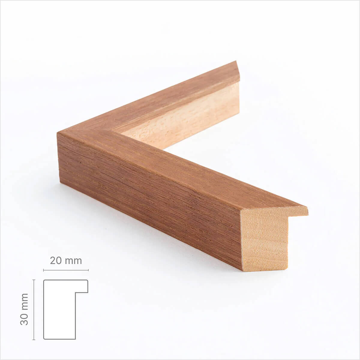 Dunkler Eiche Holzrahmen nach Maß - Breit (20 mm)