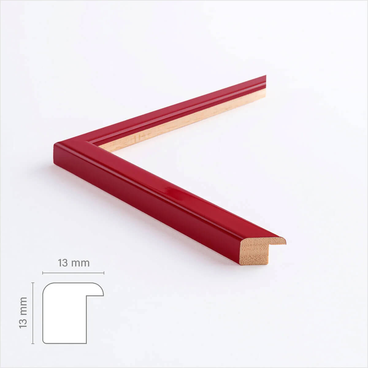 Dunkelroter glänzender Holzrahmen - Schmal (13 mm) - 50×60 cm