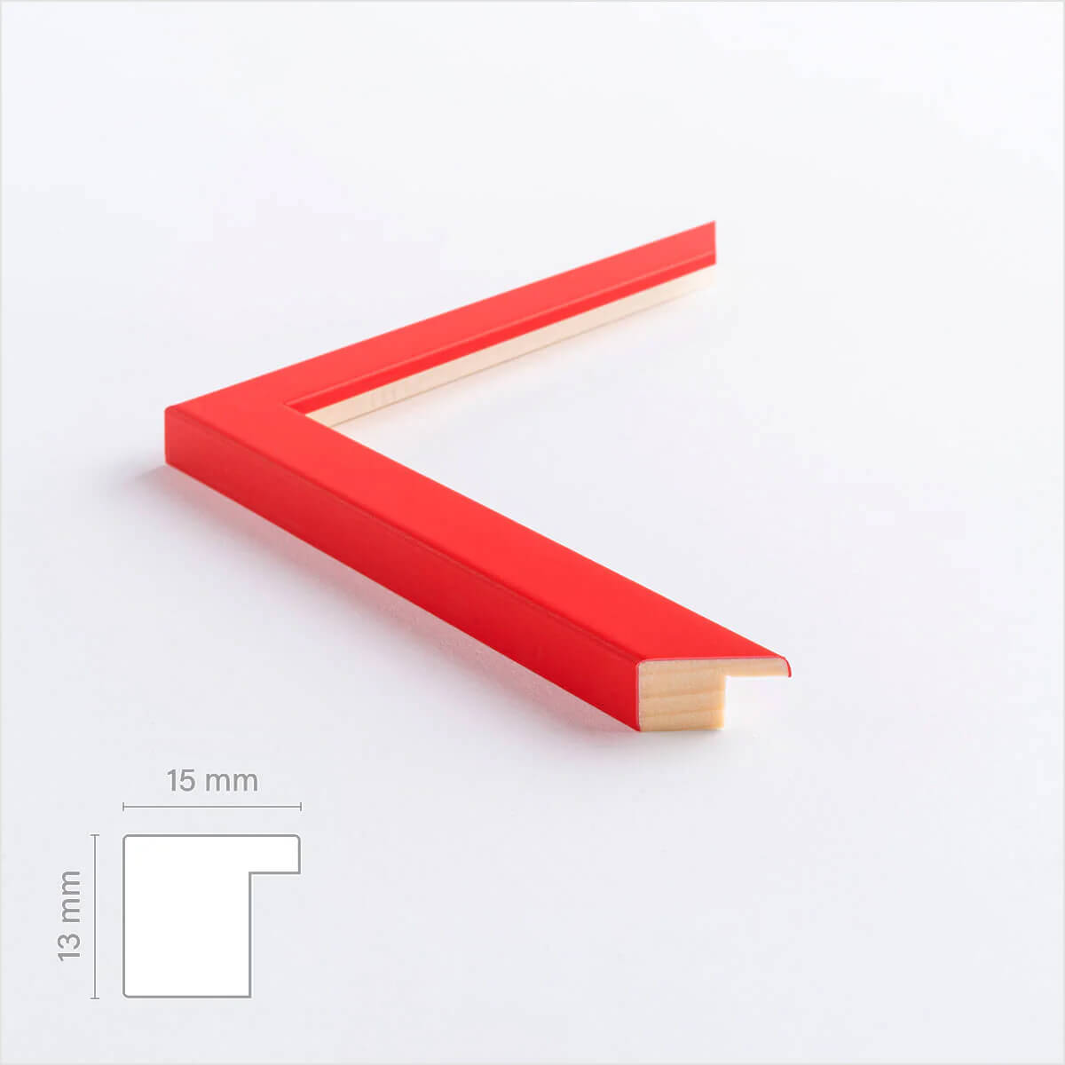 Roter matter Holzrahmen - schmal (15 mm) - A4 (21 x 29,7 cm)