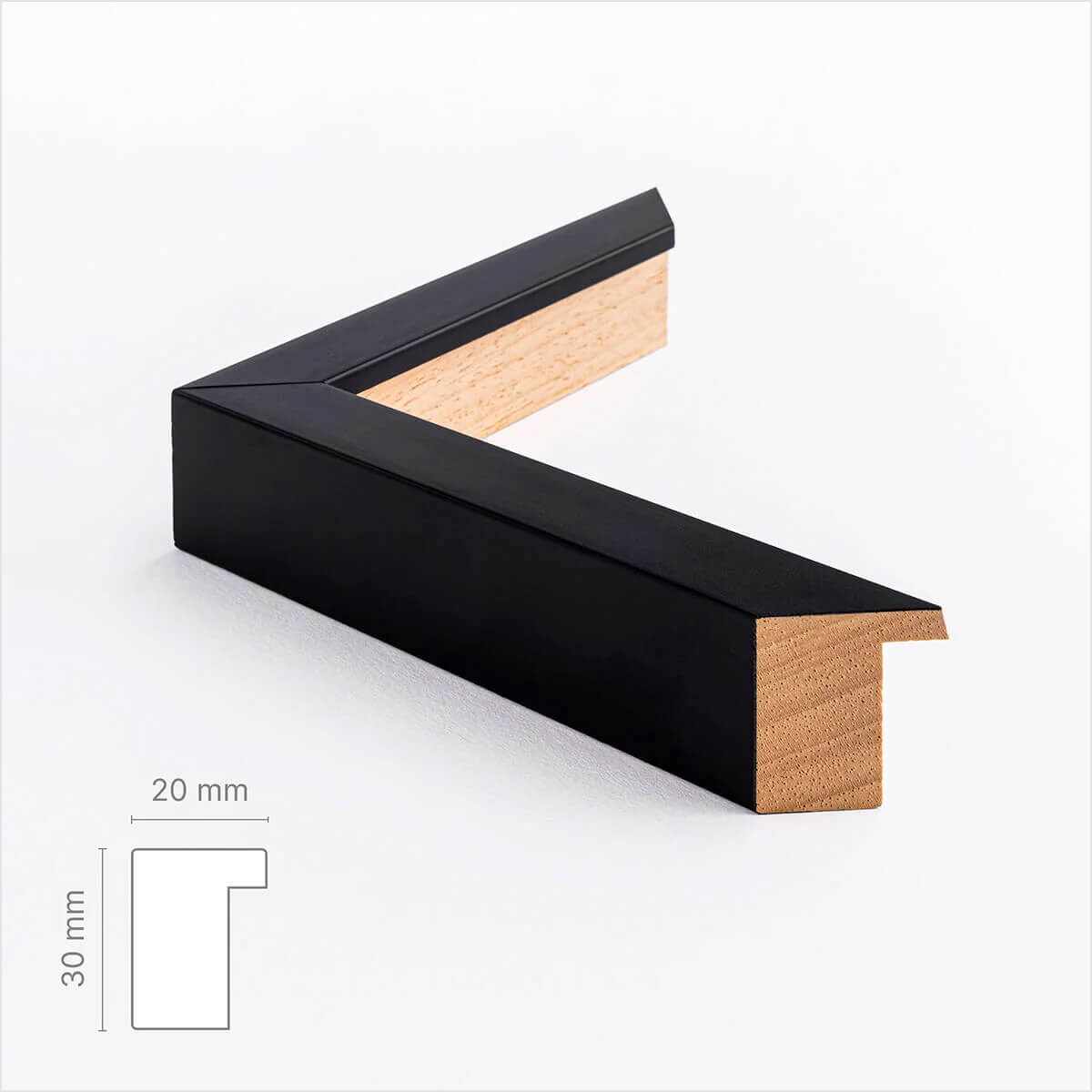 Schwarzer Holzrahmen - Breit (20 mm) - 60×60 cm