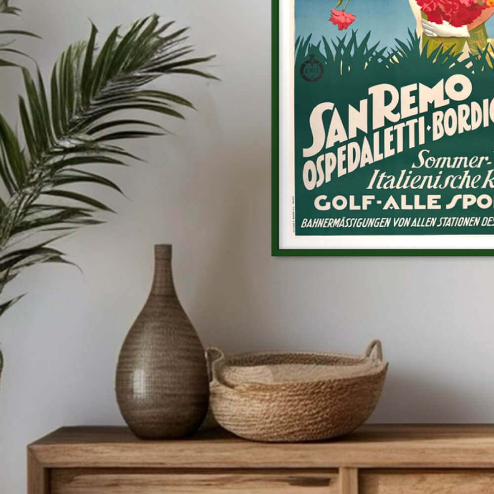 Grüner glänzender Holzrahmen - schmal (13 mm) - 50 x 70 cm