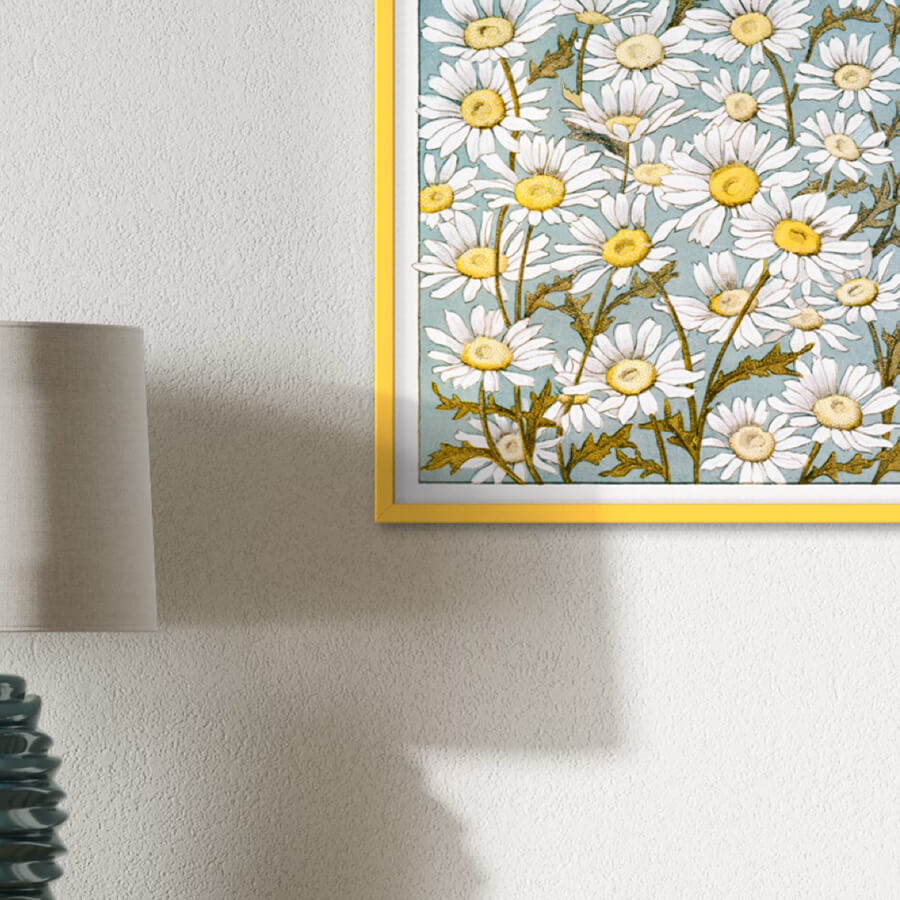 Gelber glänzender Holzrahmen - Schmal (13 mm) - 60×60 cm