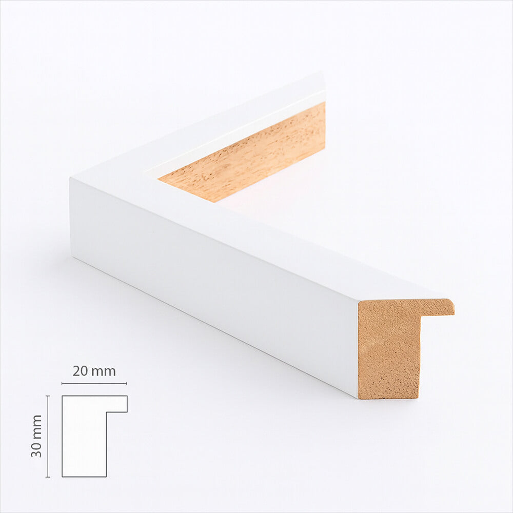 Weißer Holzrahmen - Breit (20x30 mm)