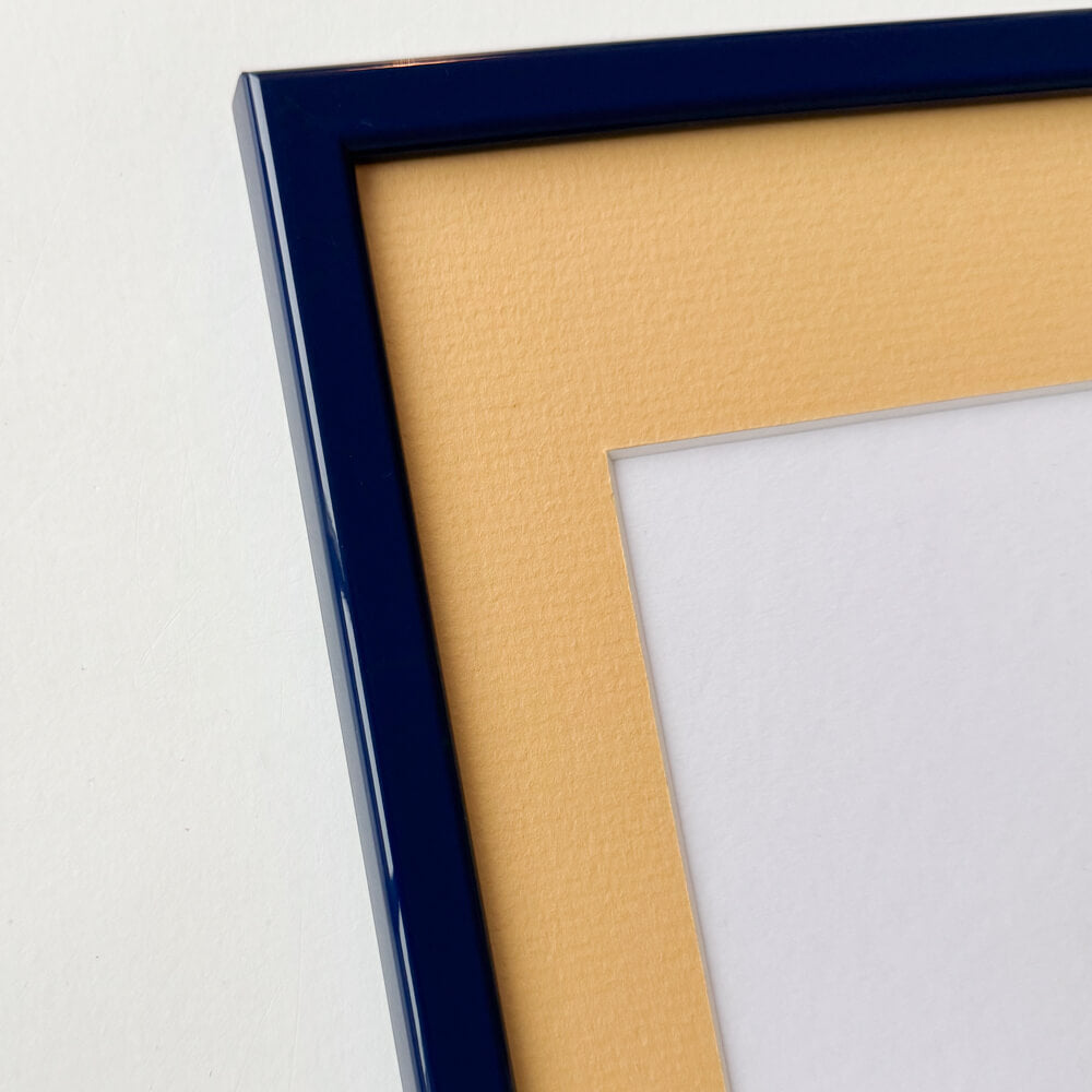 Dunkelblauer glänzender Holzrahmen - Schmal (13 mm) - 50x70 cm