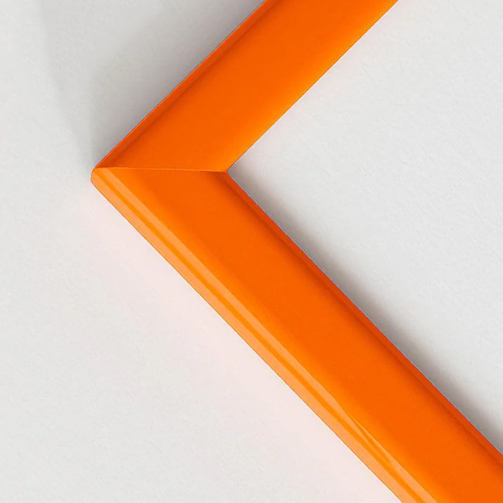 Orange glänzender Holzrahmen nach Maß - Schmal (13 mm)