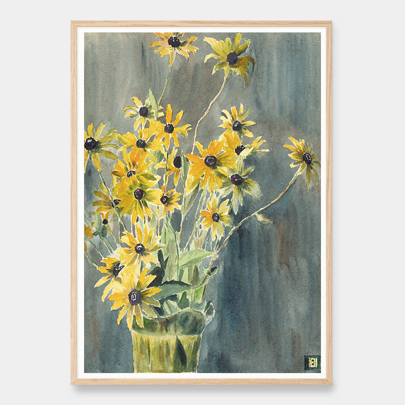 Vase mit Schwarzäugigen Susannen