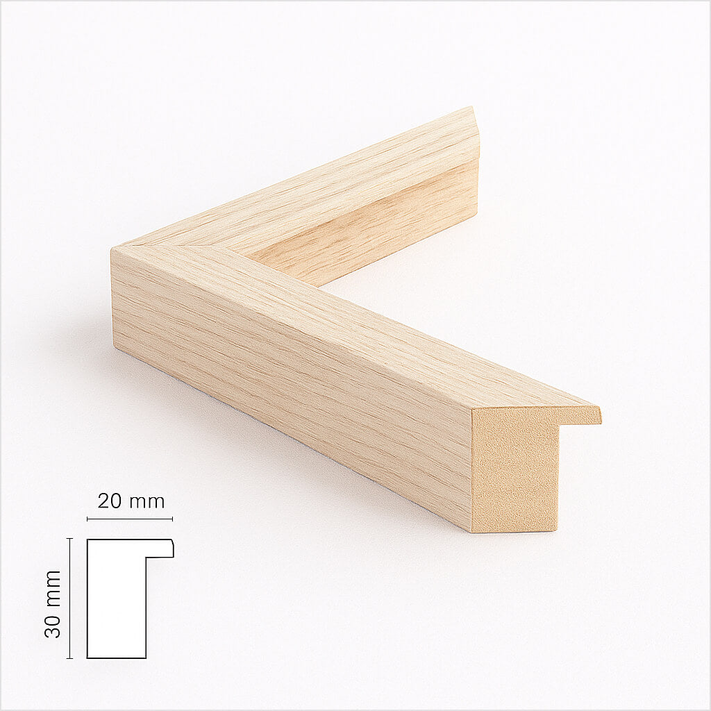 Lys eg træramme - Bred (20 mm) - Specialmål-PlakatKunst
