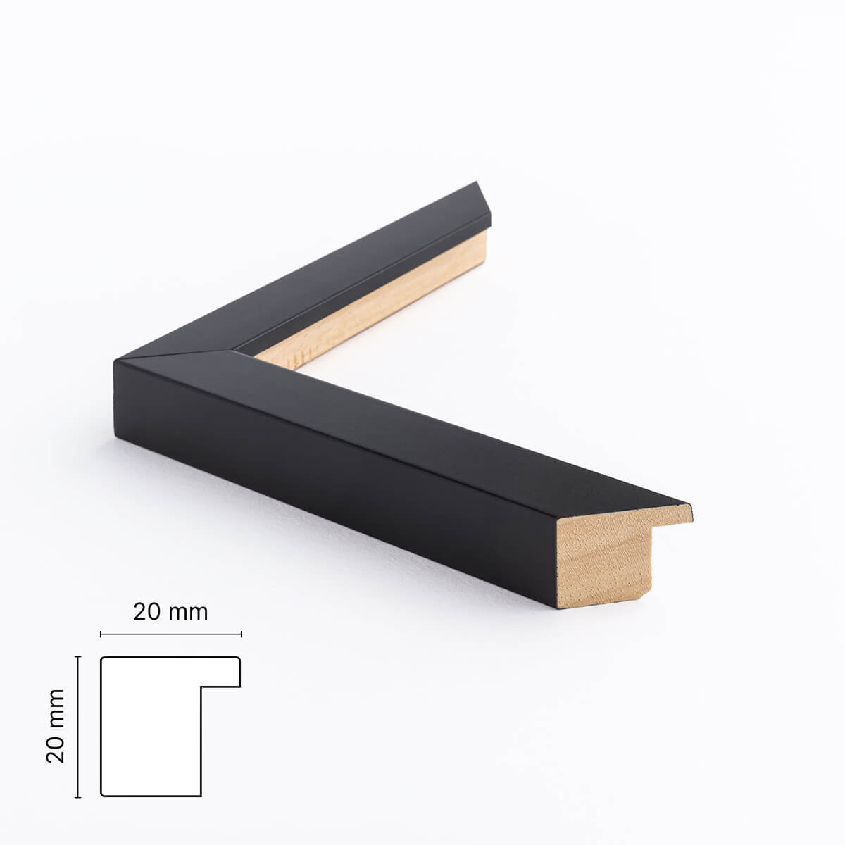 Schwarzer Holzrahmen - Breit (20x20 mm)