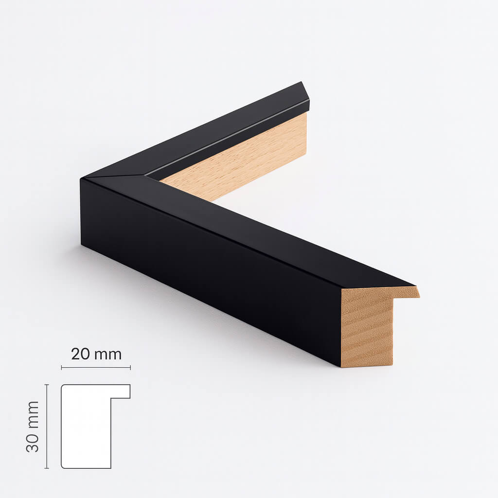 Sort træramme - Bred (20x30 mm)-PlakatKunst