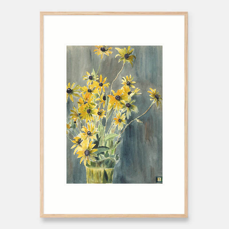 Vase mit Schwarzäugigen Susannen