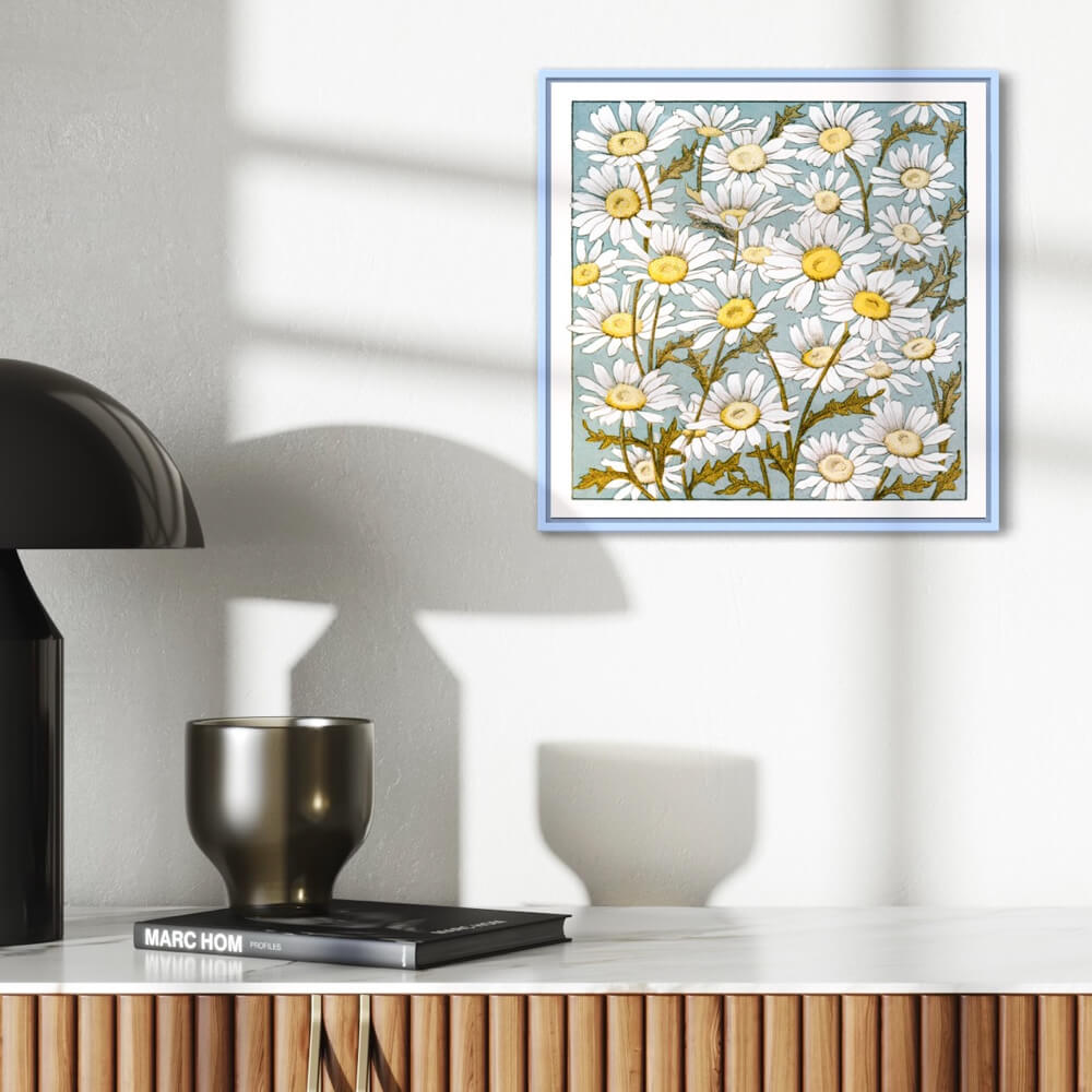 Hellblauer matter Holzrahmen - Schmal (15 mm) - 60×60 cm