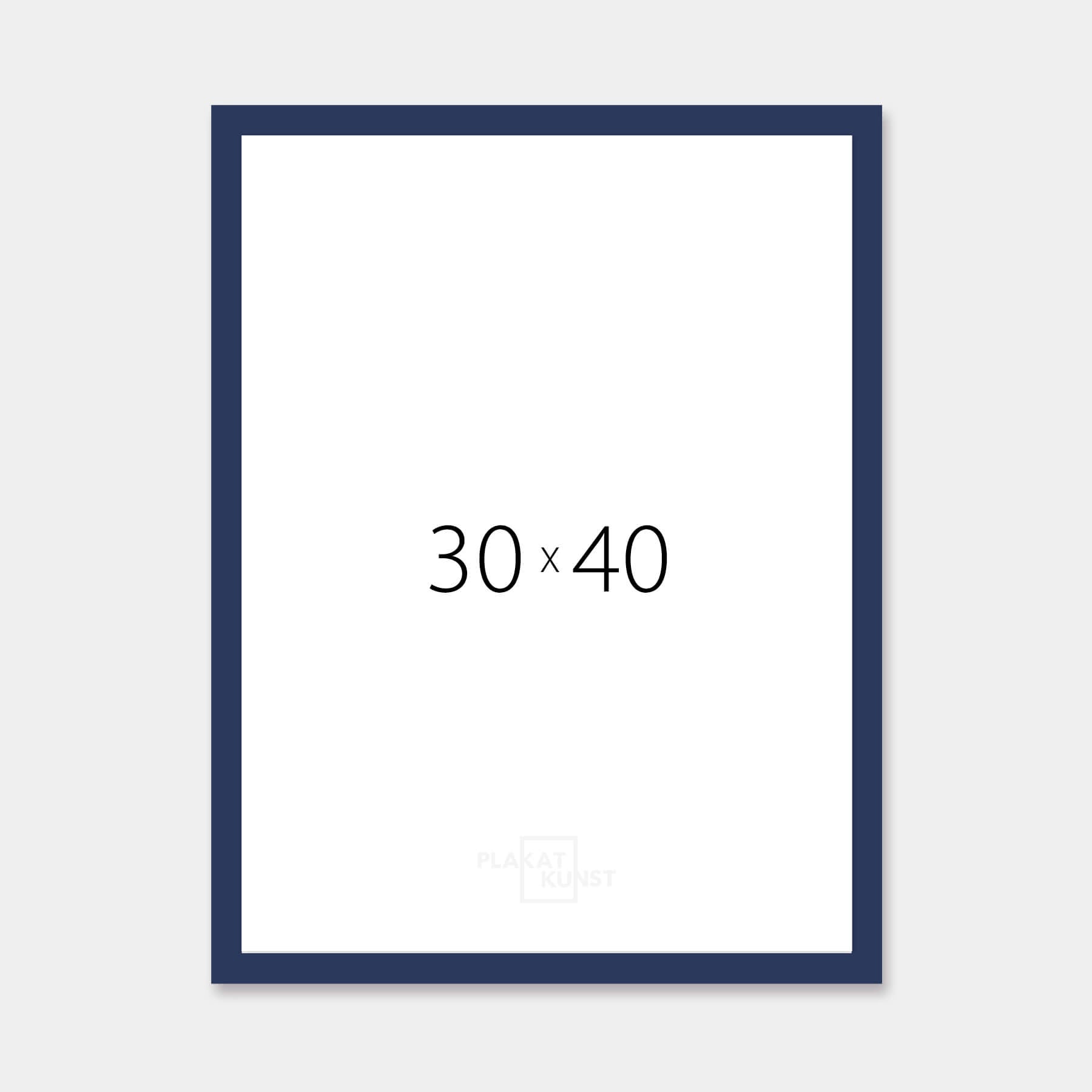 Dunkelblauer, mattierter Holzrahmen – schmal (15 mm) – 30 x 40 cm