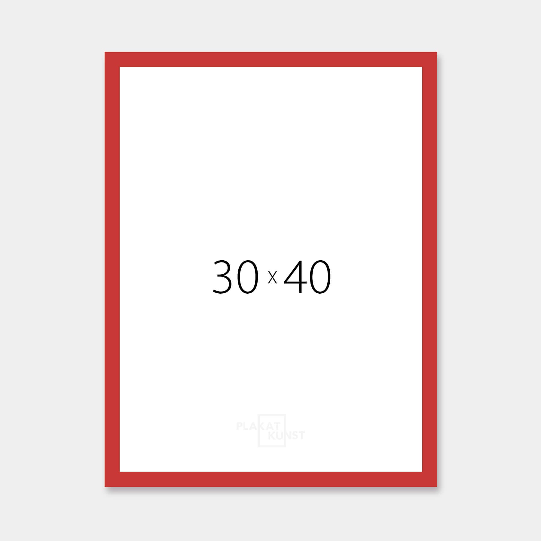Roter, mattierter Holzrahmen – schmal (15 mm) – 30 x 40 cm
