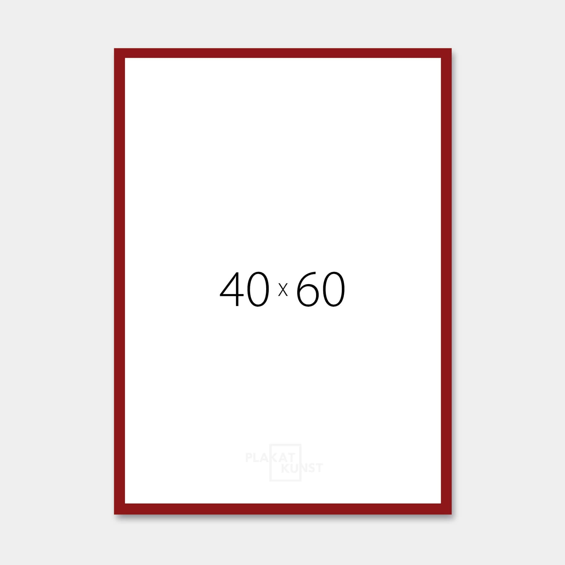 Dunkelroter glänzender Holzrahmen - Schmal (13 mm) - 40×60 cm