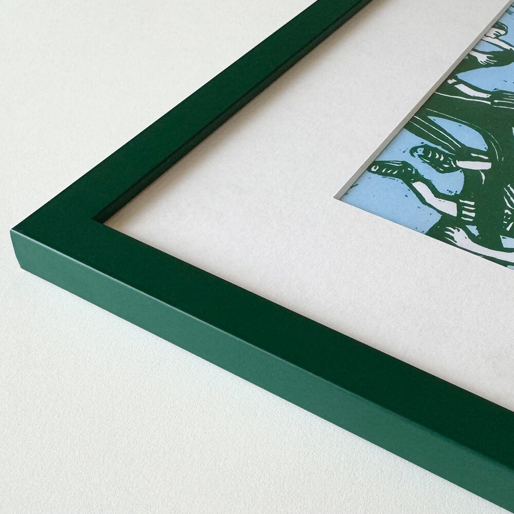 Dunkelgrüner, mattierter Holzrahmen – schmal (15 mm) – 40 x 50 cm